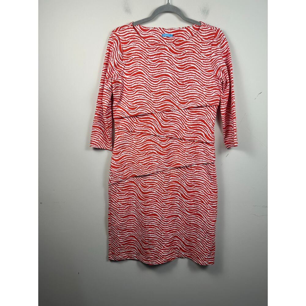 J.‎ McLaughlin Sheath Dress Women Medium Red White EUC Catalina Cloth Layered